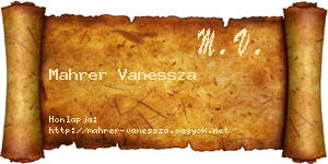 Mahrer Vanessza névjegykártya